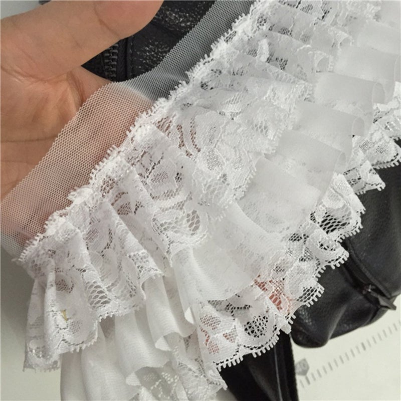 Zthread 3-3/4"" Wide Pleated Chiffon Lace Trims Ruffled Lace Trims for Cloth Sewing DIY Craft Supply (White-2Yard) - Image 2